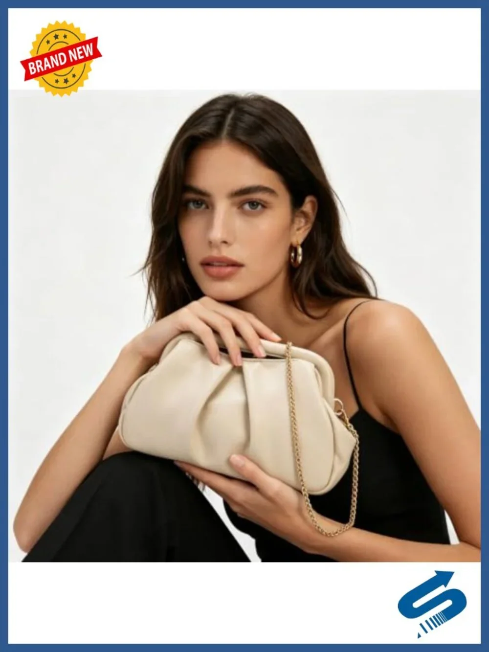 PU Leather Small Clutch Crossbody Evening Bag Chain Strap